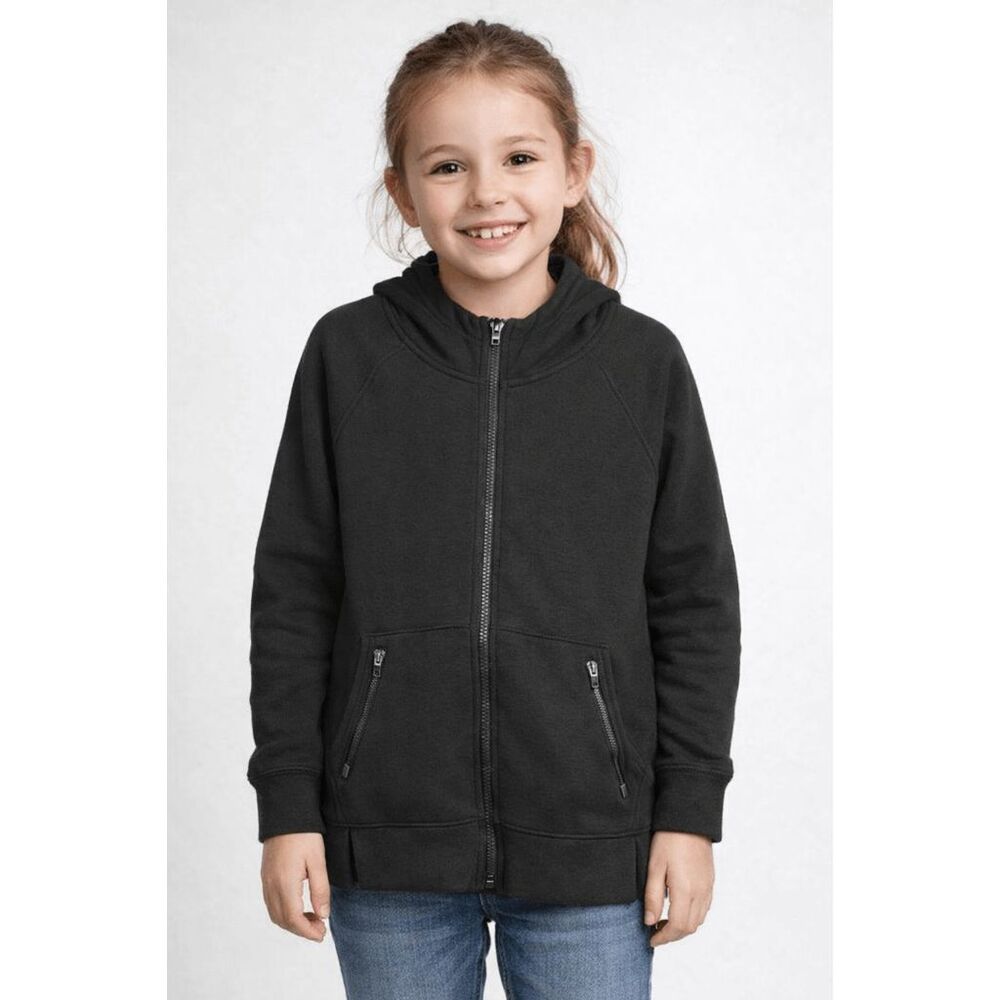 DSG Girls Sport Fleece Full Zip Hoodie Black size XS (6-7)